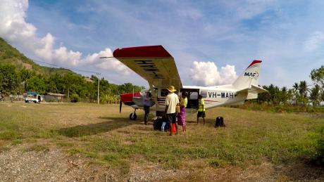 A small plane on a remote airstrip