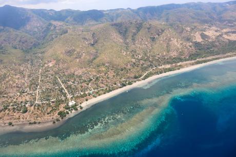 An island community aerial view
